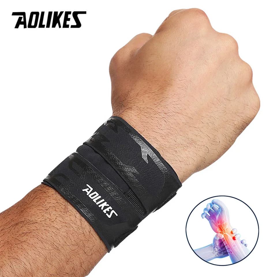 AOLIKES Sport Compressione del polso Avvolge Supporto per il polso Brace Strap per Fitness Sollevamento pesi Basket Tennis Sollievo dal dolore al polso