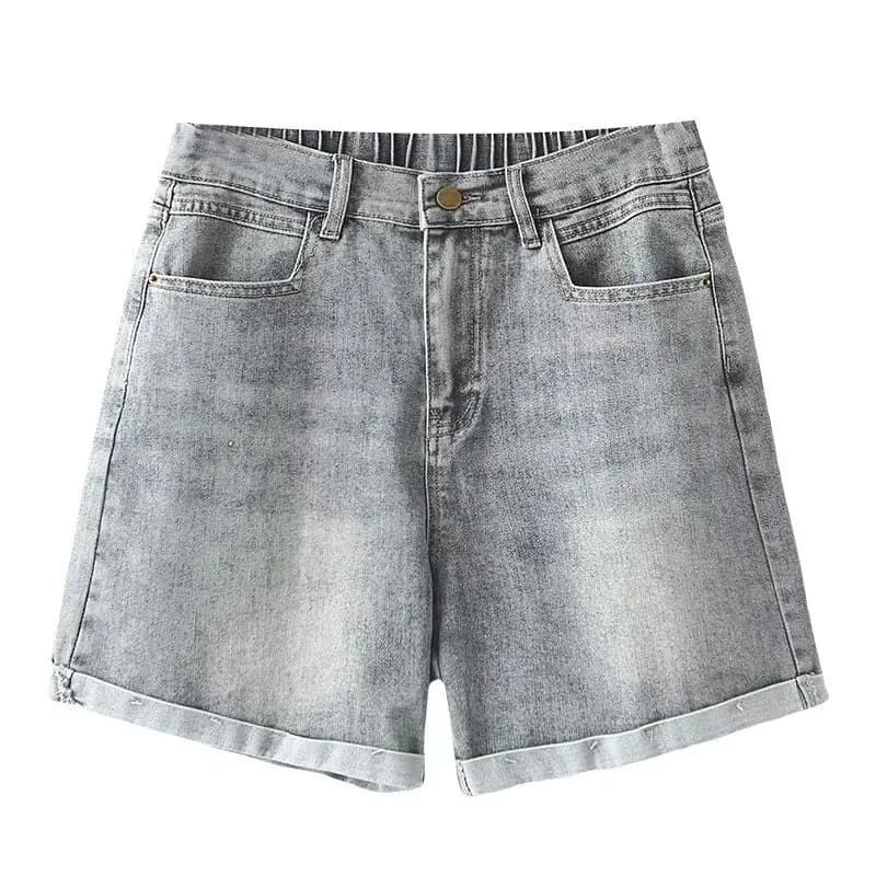 Jeans da donna taglie forti 100 kg Pantaloncini dritti in denim casual semplice Pantaloni caldi arrotolati Nuovo stile estivo 8605
