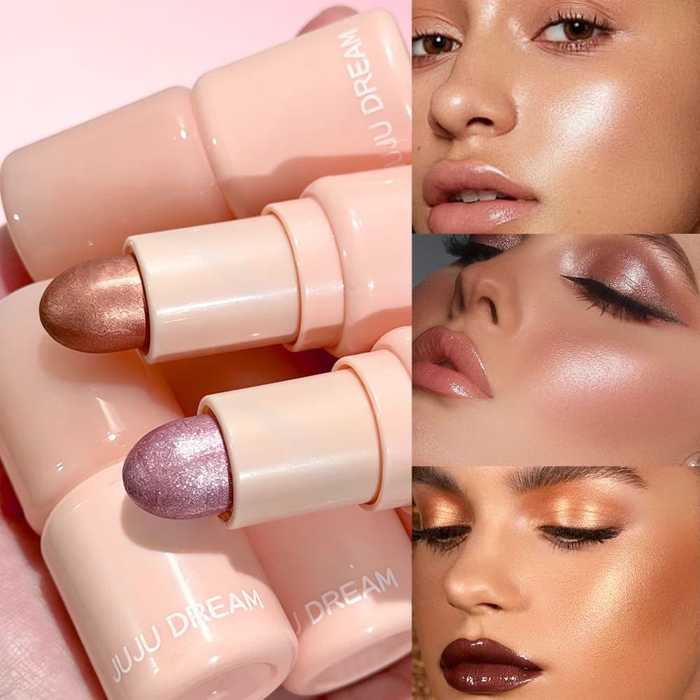 Waterproof Glass Skin Highlighter, Jelly Shimmer Stick, Long Lasting Face Glow Illuminator for Natural Radiance