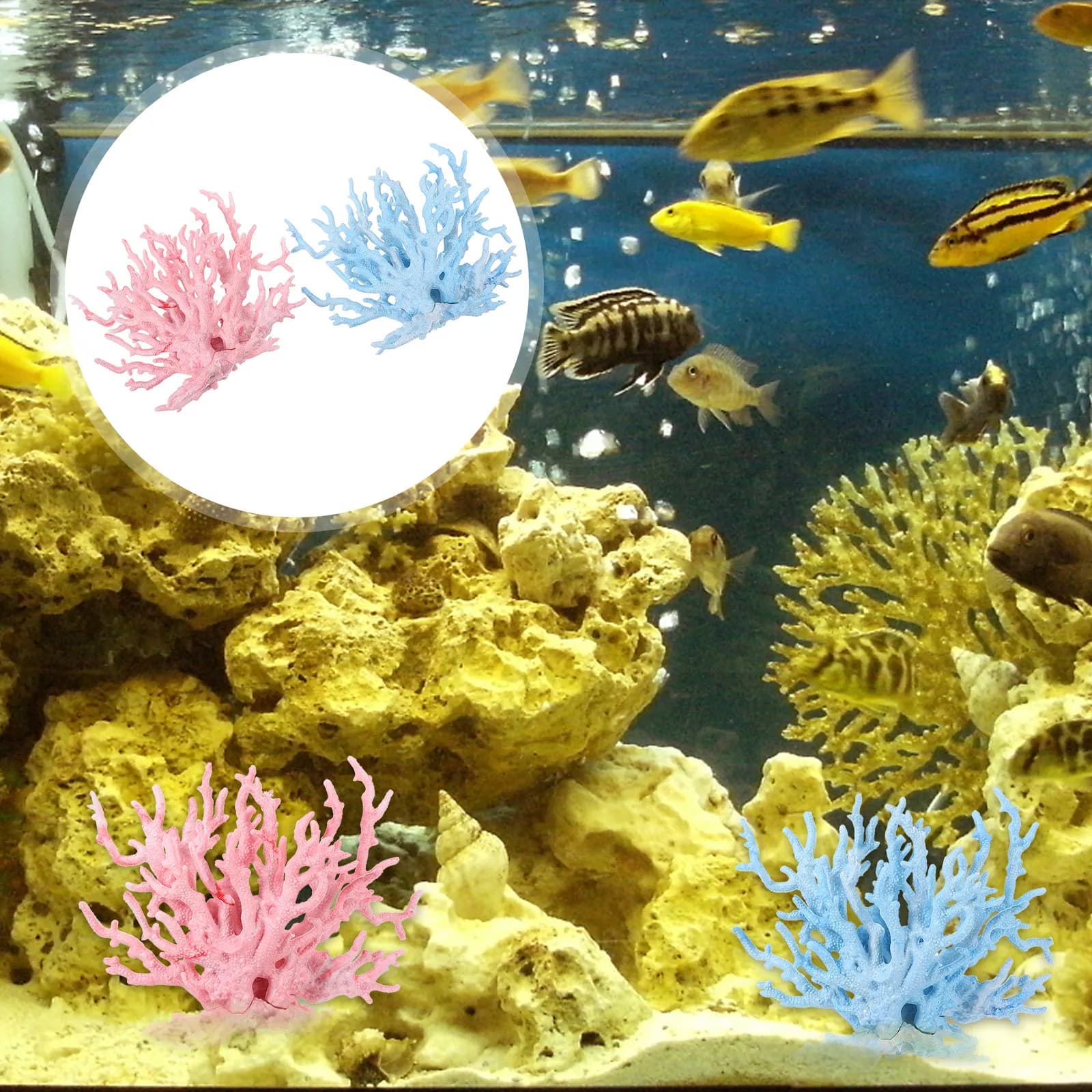 2Pcs Plastic Coral Tree Aquarium Plants Artificial Coral Plant Ornament for Fish Tank Decor Simulation Aquatic Plant Decoration