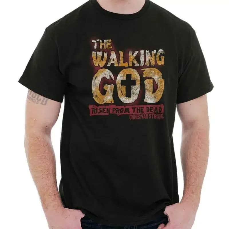Christian Faith Pop Culture The Walking God Womens or Mens Crewneck T Shirt Tee