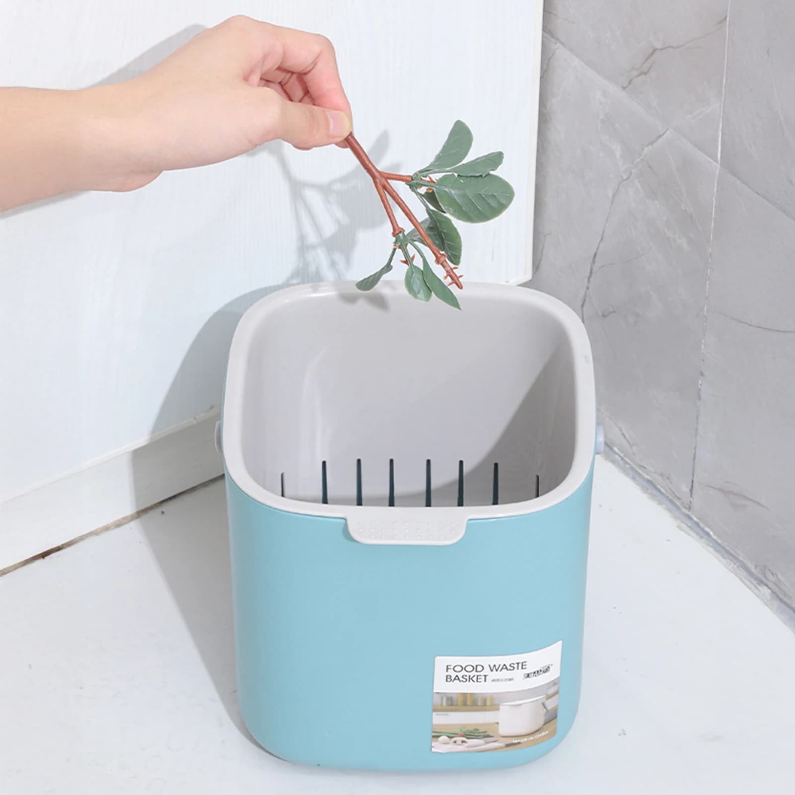 Pattumiera da appoggio con coperchio Pattumiera da cucina separata bagnata e asciutta per appartamento ufficio scolastico domestico