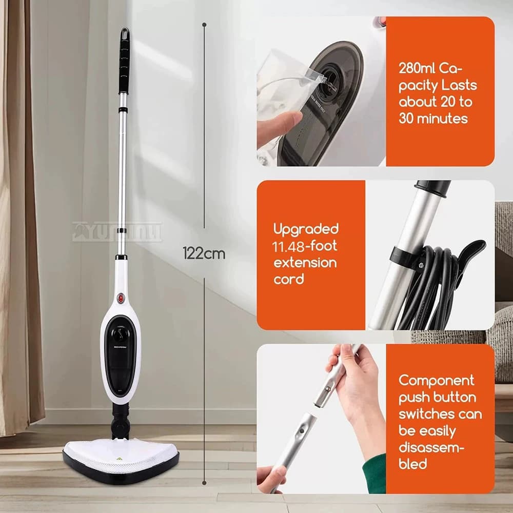 Mop a vapore per uso domestico Mop per pulizia ad alta temperatura portatile Mop elettrico a vapore multifunzionale