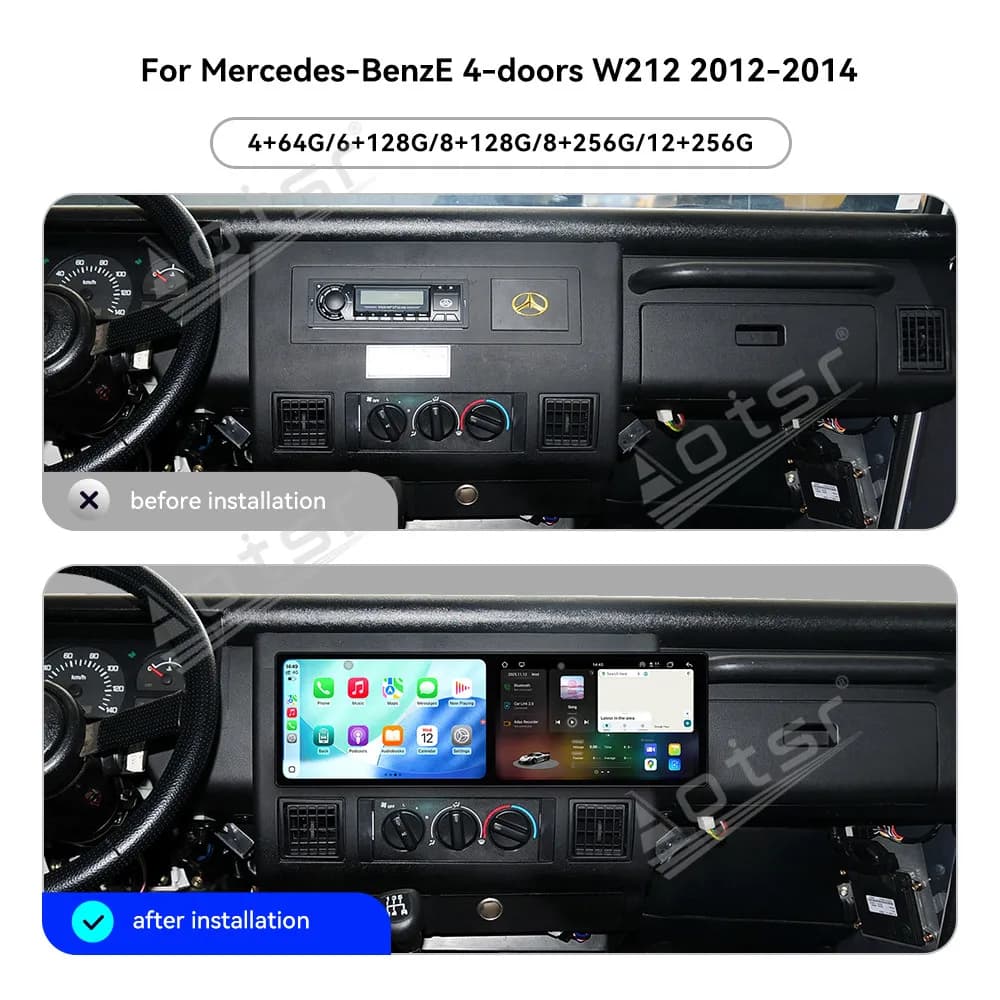 Dual 9.1’’ Android 15 Carplay For Mercedes-Benz E 4-doors W212 2012-2014 GPS Navigation Car Radio HD Touch Screen Auto Stereo