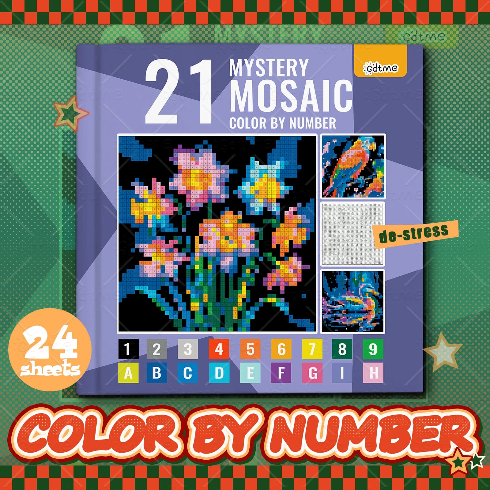MYSTERY MOSAIC COLOR BY NUMBER Coloring Book for Adult and Teen Featuring Relieve Stress Kill Time DIY Painting Drawing Books