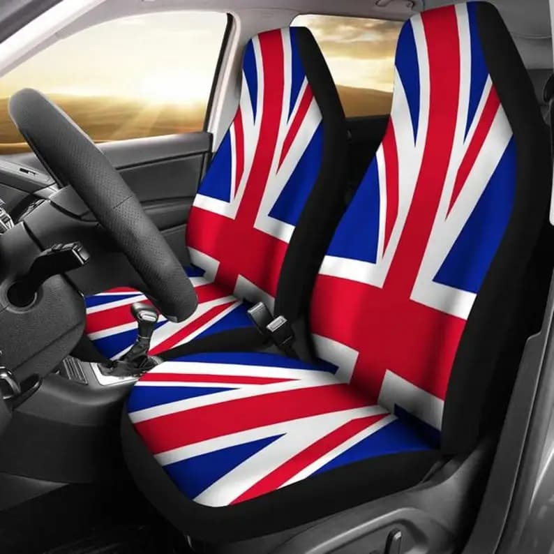 Union Jack Flag, Aged Flag, Patriotic Car Seat Covers, Car Accessories, Gift for Her, Custom Covers, Customized Cove