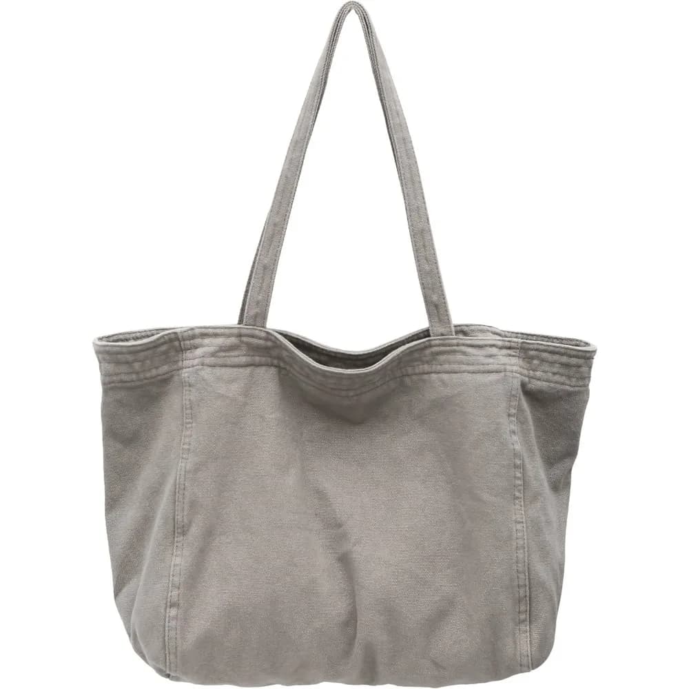 Borsa tote economica in tela di cotone, borsa a tracolla Hobo da donna con 3 tasche esterne, chiusura con cerniera