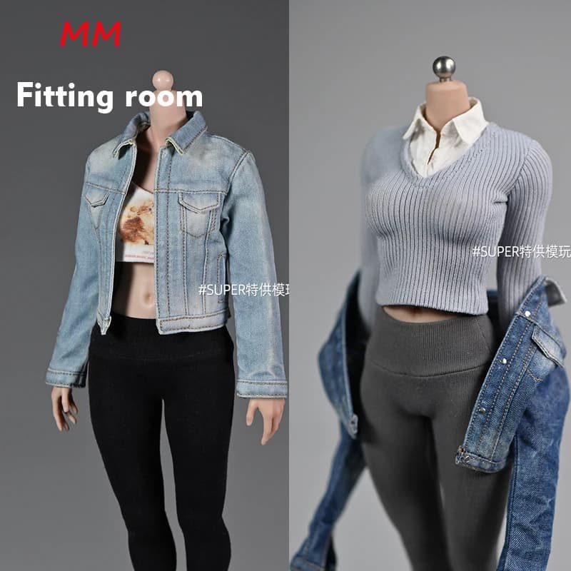 Bambole femminili in scala 1/6 vestiti giacca di jeans lavata di tendenza versione slim-fit per figura d'azione bambola TBLeague JIAOU da 12''