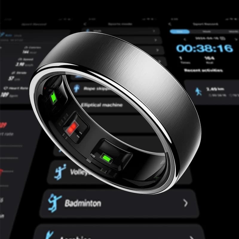 Smart Ring Men Women with Charging Case,Heart Rate Blood Oxygen,Skin Temperature Monitor,5ATM Waterproof For Android iOS