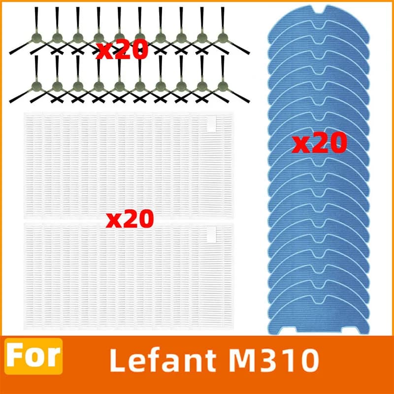 Compatibile per Lefant M310 Parti per aspirapolvere Spazzola principale e laterale Filtro HEPA Panno per mocio Accessori di ricambio