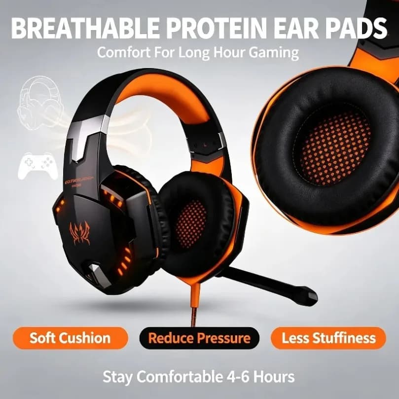 KOTION G2000 Gaming Headset Deep Bass Stereo Wired Headphone LED Glowing Earphone With Microphone For PS5 XBOX PC Laptop Gamer