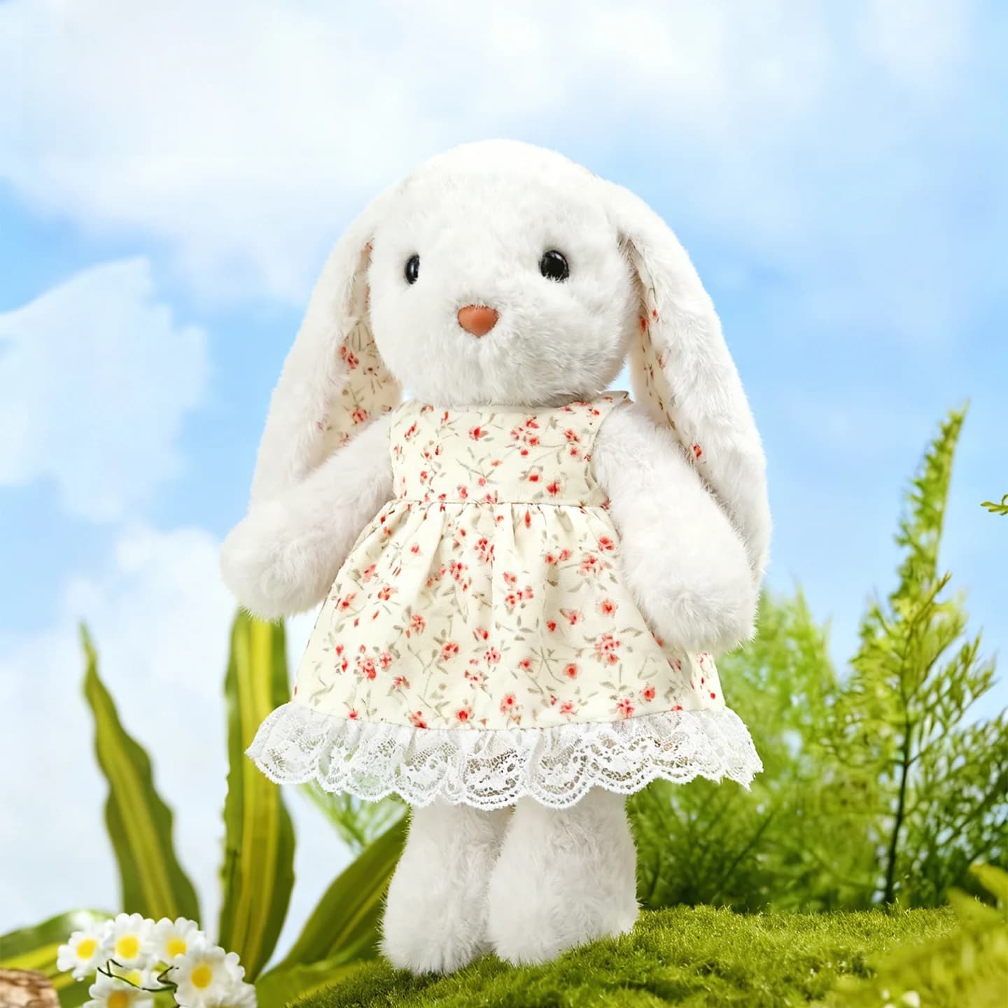 Peluche Coniglio Principessa, Regalo di Compleanno, Morbido Pupazzo Imbottito in Fibra di Poliestere, Giocattolo in Tessuto del Marchio GROCERY per Bambini dai 3 Anni in su