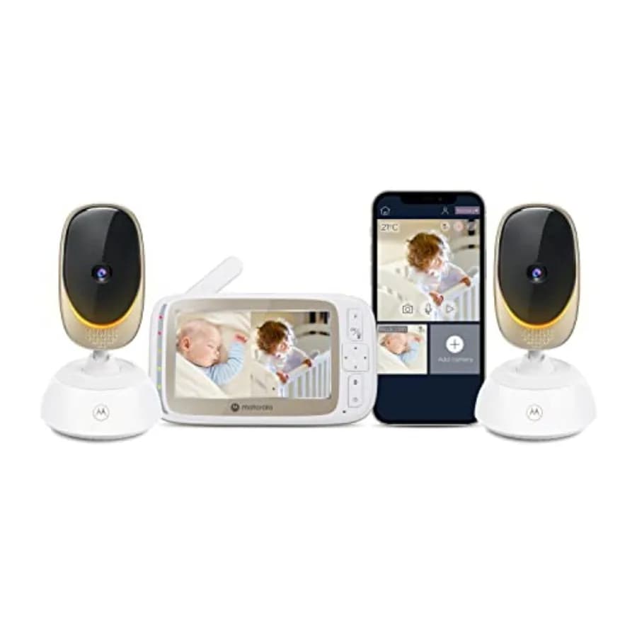 Monitor per Bambini WiFi Motorola con 2 Telecamere e Audio Bidirezionale, Zoom Remoto, Sensore di Temperatura, Visione Notturna, 10 Canzoni di Culla
