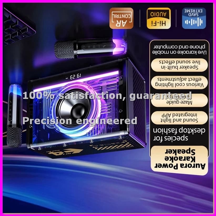 Macchina per Karaoke Bluetooth per Adulti e Bambini con Due Microfoni Wireless, Altoparlante Portatile con Luci LED per Feste-ELEC