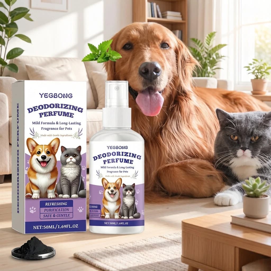 Spray Deodorante per Animali Domestici, Detergente per Odori Corporei di Cani e Gatti, Spray Rinfrescante per Letti di Cani e Gatti da Interno