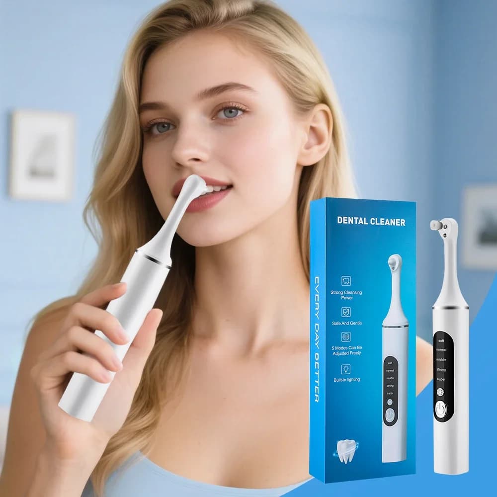Electric tooth polisher Detergent for teeth whitening 6 heads LED light Detergent for dental tartar removal Set for plaque teeth cleaning