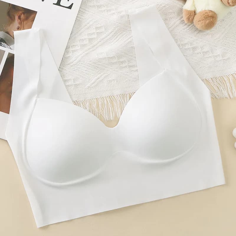 Reggiseni senza fili in seta ghiaccio per donna, push-up, monopezzo, da indossare anche fuori, senza cuciture, scollo a V, lingerie femminile