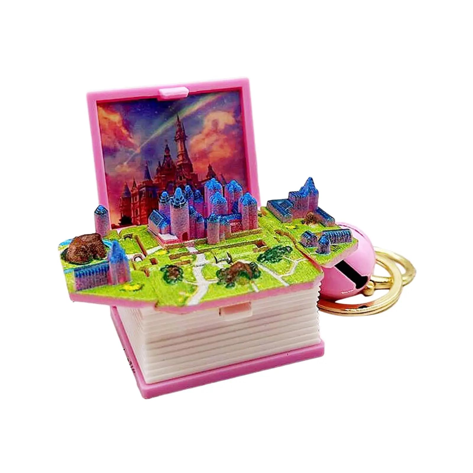 Portachiavi 3D a Forma di Libro Castello, Giocattoli Antistress, Anelli Portachiavi Pieghevoli Carini per Bambini, Ragazzi e Ragazze, Regalo di Compleanno, Gadget per Feste