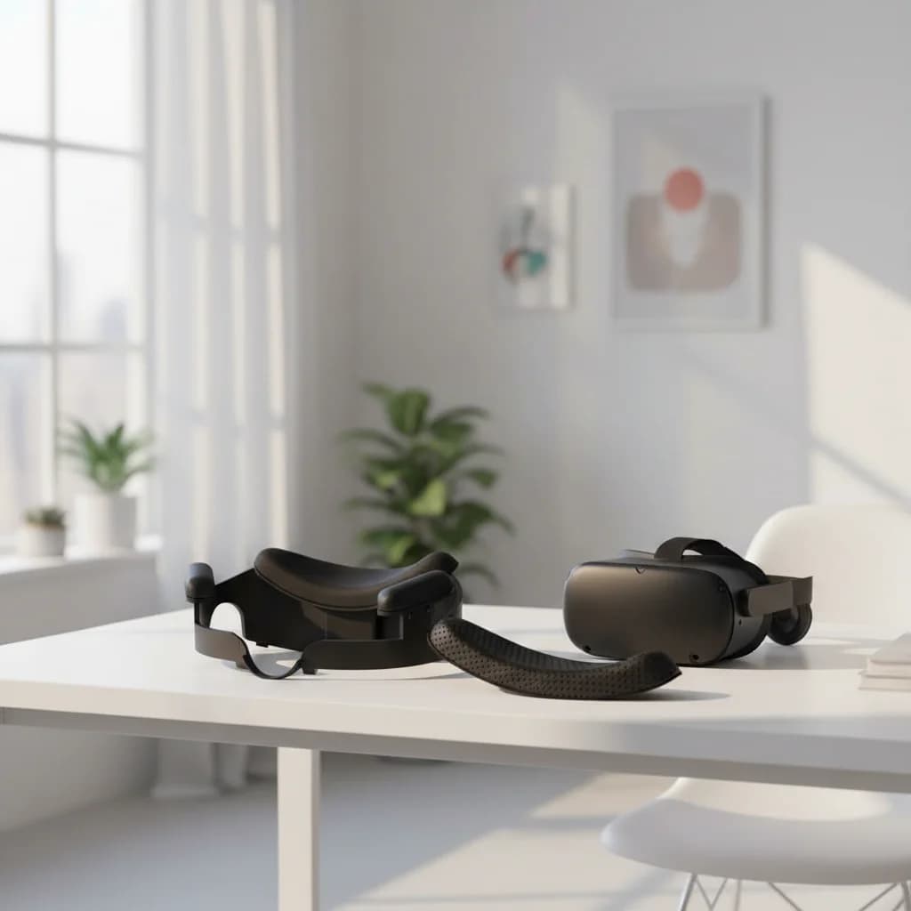 Maschera professionale per il viso di grandi dimensioni per Meta Quest 3, resistente al sudore, traspirante, con supporto per interfaccia facciale, set di cuscinetti in schiuma di pelle PU