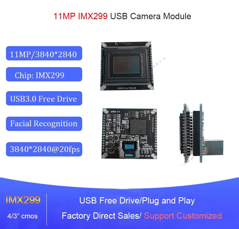 11MP IMX299 USB 3.0 Modulo telecamera Sensore cmos 4K Driver UVC gratuito Webcam 3840*2840 20fps Telecamera industriale Riconoscimento facciale