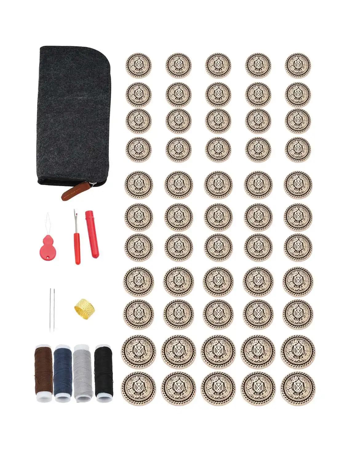55 Pz/lotto Vintage Scudo Crest di Grano Bottoni In Metallo Gambo Posteriore Kit Per Cucire 4 Formati per Cappotto Blazer Sostituzione FAI DA TE A
