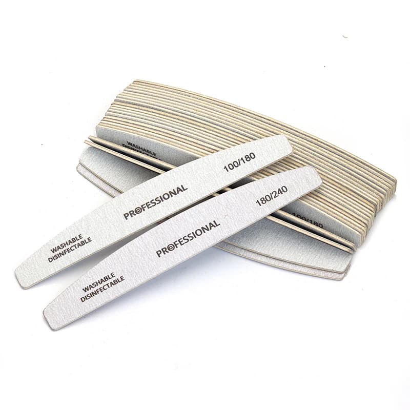 10 pz/lotto Lime per unghie in legno professionali 100/180/240, Lime per manicure e pedicure a doppia faccia in legno, Grigie a forma di barca
