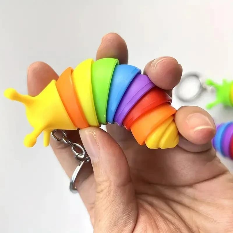 Mini Fidget Slug Portachiavi Giocattoli 3D Articolato Stretch Caterpillar Sensoriale Alleviare Lo Stress Flessibile Giocattolo A Mano Portachiavi Borsa Pendenti