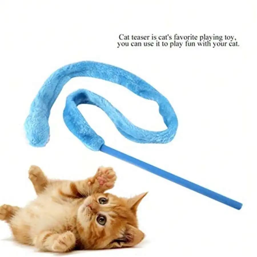 Blue Serpentine Cat Teaser Stick Interactive Toy For Adult Cats