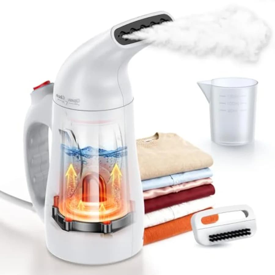 Vaporizzatore Portatile per Vestiti, Rimuovi Pieghe Manuale, Riscaldamento Rapido in 30s, 700W, Vapore Potente per Tessuti