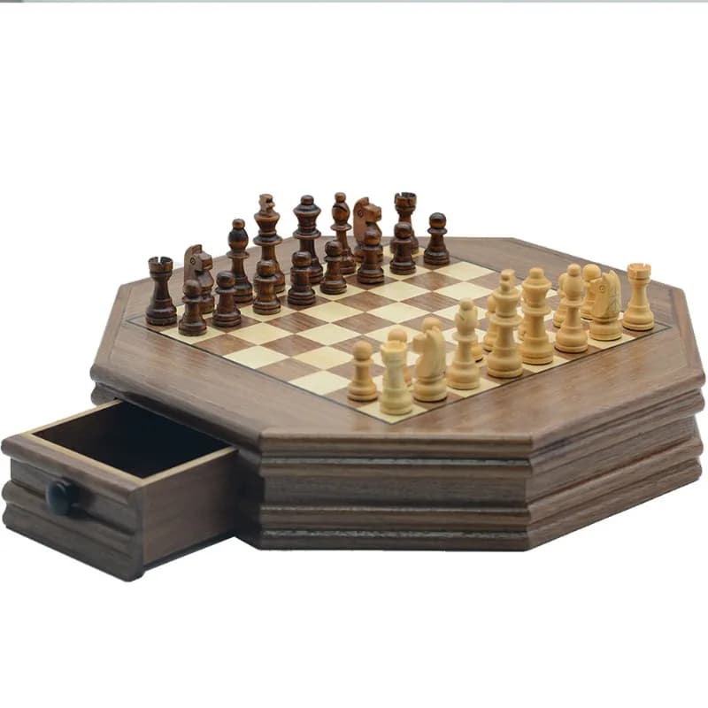 Set di Scacchi Magnetico in Legno con Tavola Poligonale Creativa per Giochi di Scacchi e Rompicapo