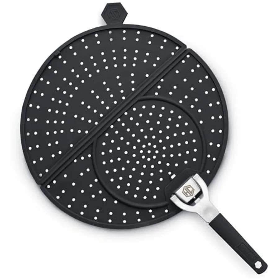 HexClad Antispruzzi Screen for Frying and Cooking, Compatible with 10 and 12 Inch HexClad Plates, Dishwasher Washable, Foldable Design, Heat Resistant