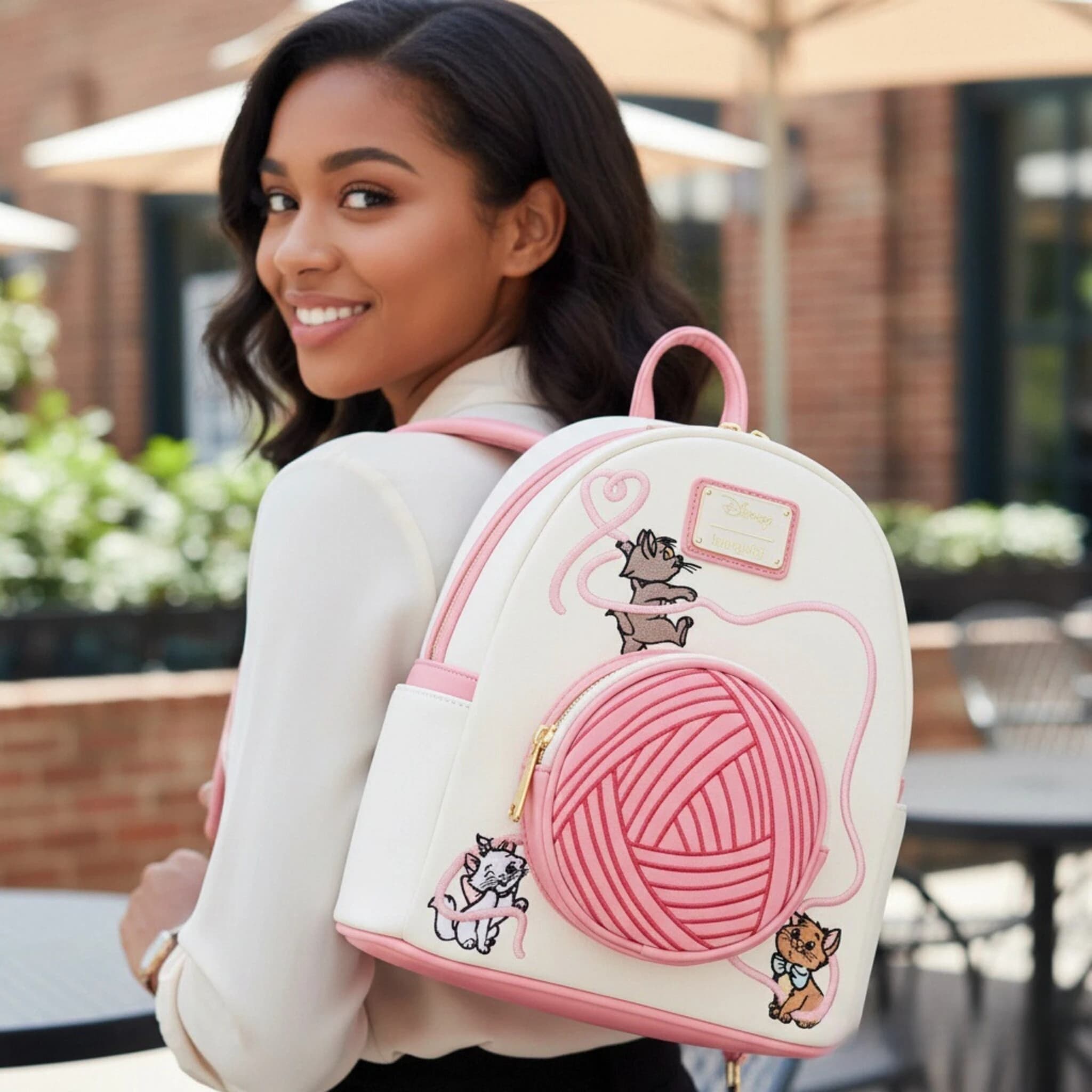 The Aristocats Marie Floral Allover-Print Mini Backpack Womens Double Strap Shoulder Bag Purse Cartoon Baby Leather Bags