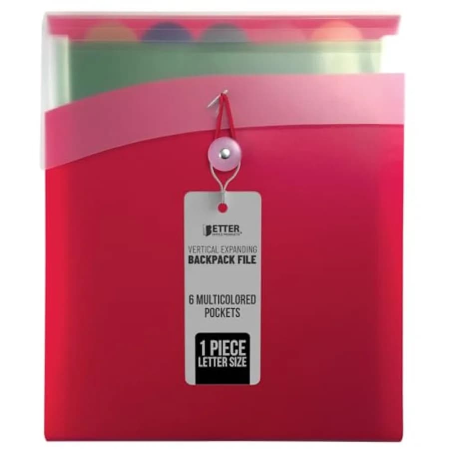 Portadocumenti verticale espandibile a 6 tasche, 1 pezzo, formato Letter, per un facile accesso al zaino, tasche e linguette multicolori, As