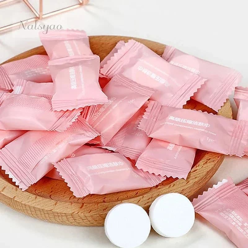 50pcs Compressed Towel Travel Outdoor Cotton Non-woven Disposable Face Towel Tablet Cloth Wipes Tissue Makeup Cleaning