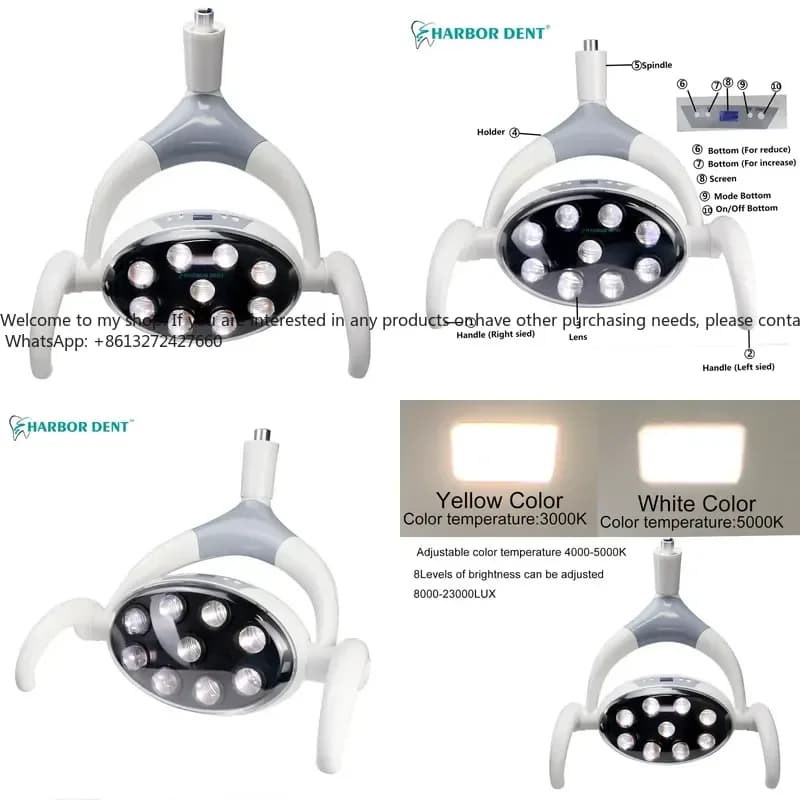 LED Induction Lamp with 9 LED and Sensor, 8000-23000LX, Adjustable Light for Dental Equipment and Dental Whitening