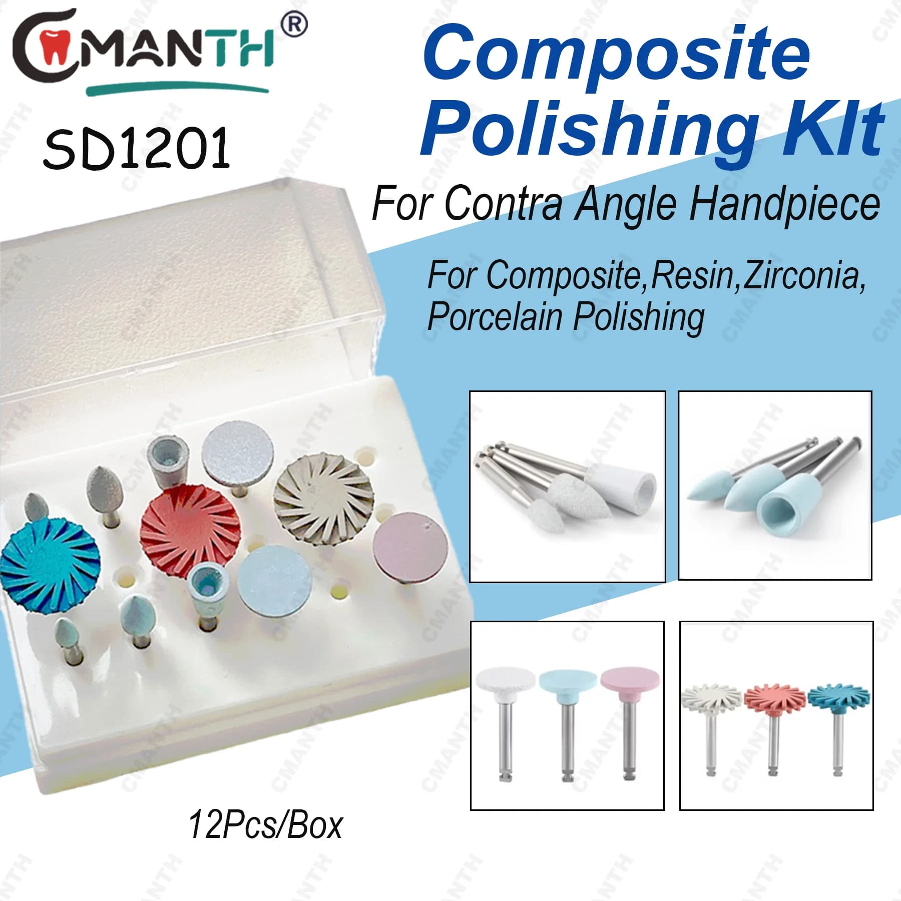 Kit per lucidatura composita dentale RA Lucidatura in resina diamantata in gomma Strumenti per levigare e lucidare i denti compositi in silicone