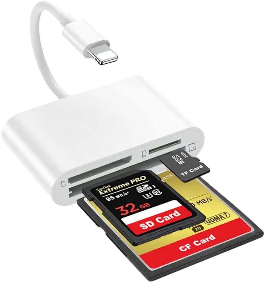 Lettore di schede SD CF per iPhone iPad 3 in 1 SD CF TF lettore di schede di memoria adattatore fotocamera Trail Game Camera Viewer per iPhone