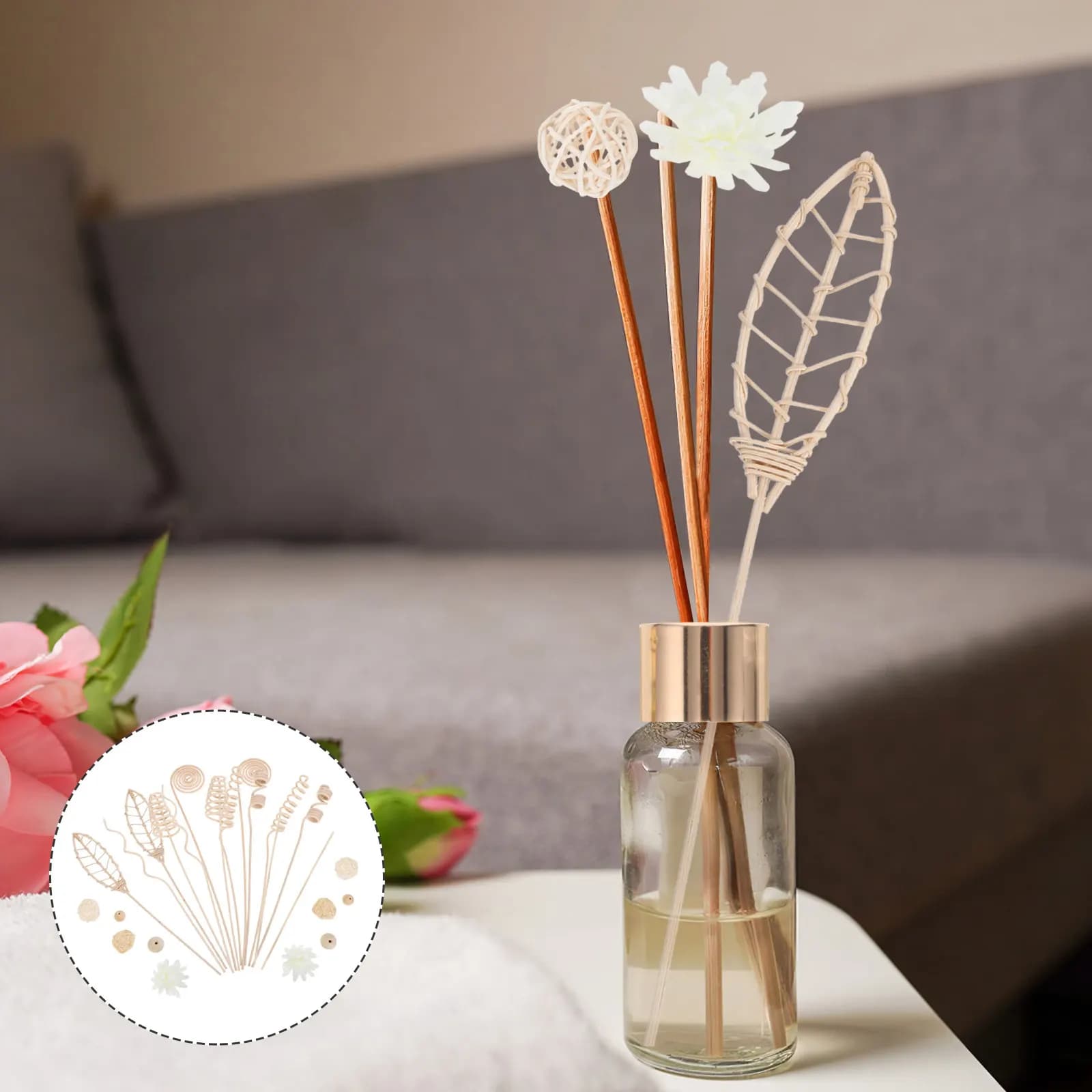32 Pezzi Bastoncini Decorativi per Diffusore di Aromi in Materiale Naturale per Oli Essenziali, Ricarica per Casa, Ufficio, Camera da Letto, Diffusione di Fragranze