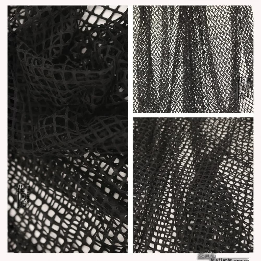 Tessuto a Rete Trasparente Nero, Design Traforato alla Moda, Gonna Creativa, Tessuto Fai-da-Te per Cucito
