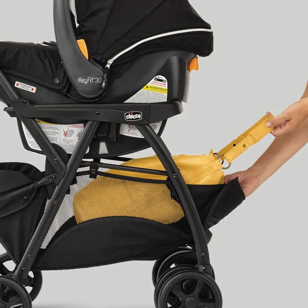 Passeggino KeyFit Caddy Frame, accetta tutti i seggiolini auto per bambini Chicco, maniglia regolabile, vassoio per genitori | Nero/Nero