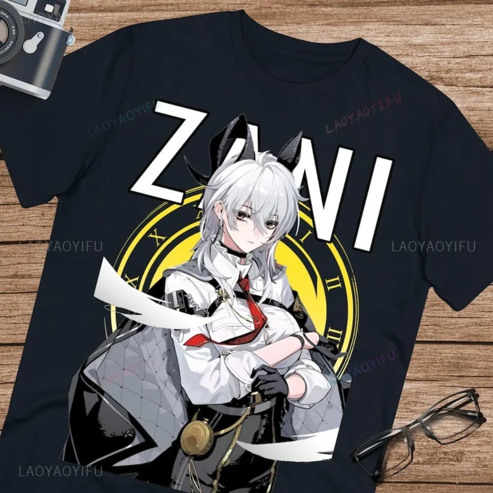 T-shirt da fan del gioco grafico Kawaii Zani Wuthering Waves T-shirt da uomo streetwear estiva a maniche corte allentata moda Harajuku