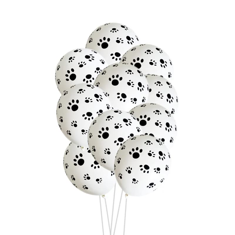 10 pz 12 pollici bianco nero palloncini cane gatto animali zampe di animali palloncini in lattice festa di buon compleanno Baby Shower decorazione giocattolo per bambini