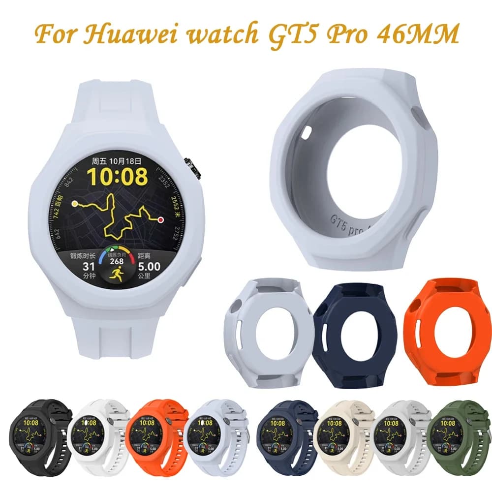 Silicone Watch Case for Huawei Watch GT5 Pro 46mm Smart Watch Accessories Protective Case Replacement Shell