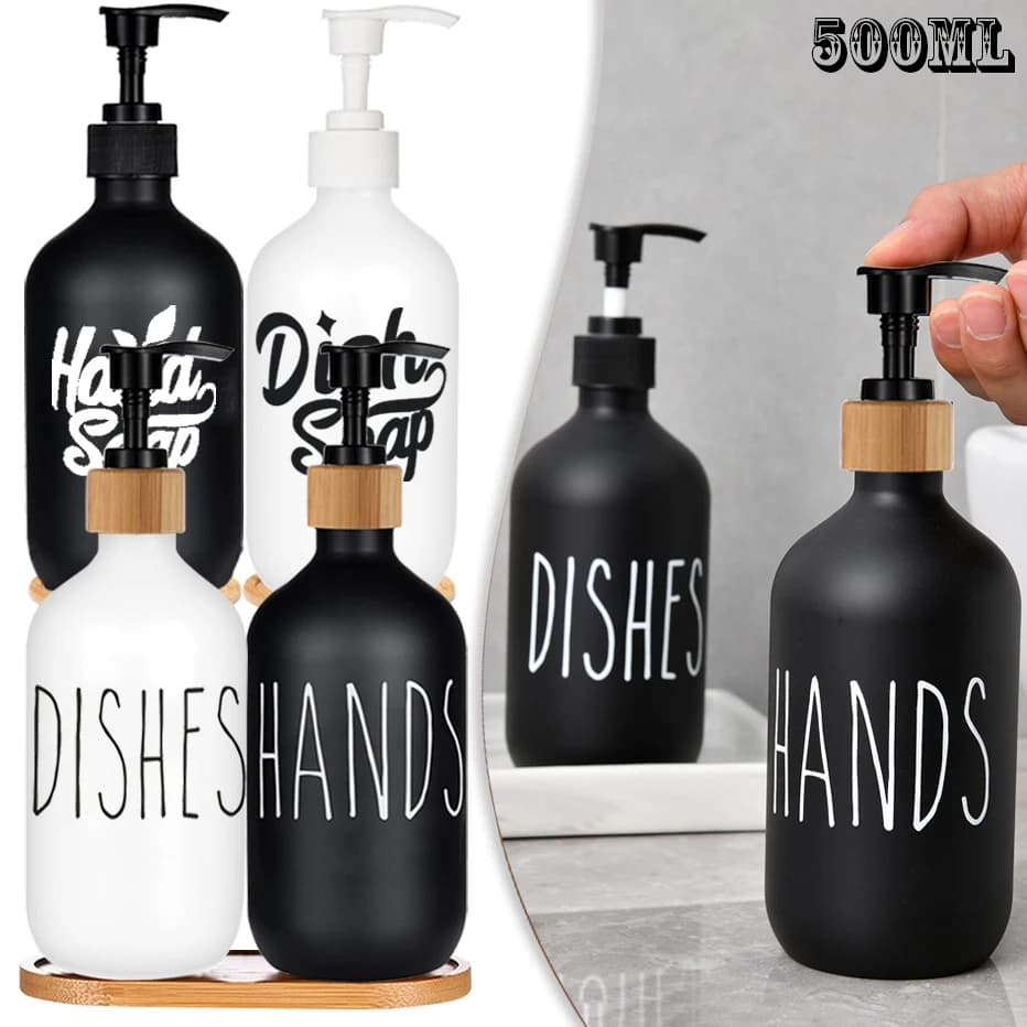 Dispenser per bottiglie di sapone per piatti da 500 ml, ricaricabile, sapone per le mani, shampoo, gel doccia, liquido, sub imbottigliamento, accessori da cucina