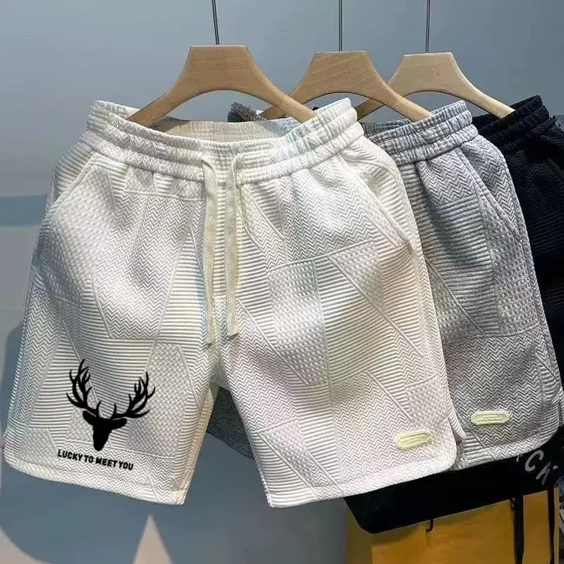 Men's casual and fashionable summer sports shorts with soft color wave pattern and adjustable quick drying shoelaces