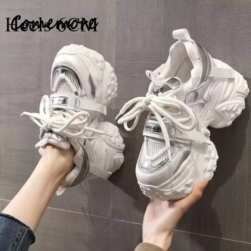 Comemore Scarpe da donna traspiranti Casual Primavera Estate Sneakers con suola spessa Scarpe da donna con plateau Calzature sportive alla moda femminili