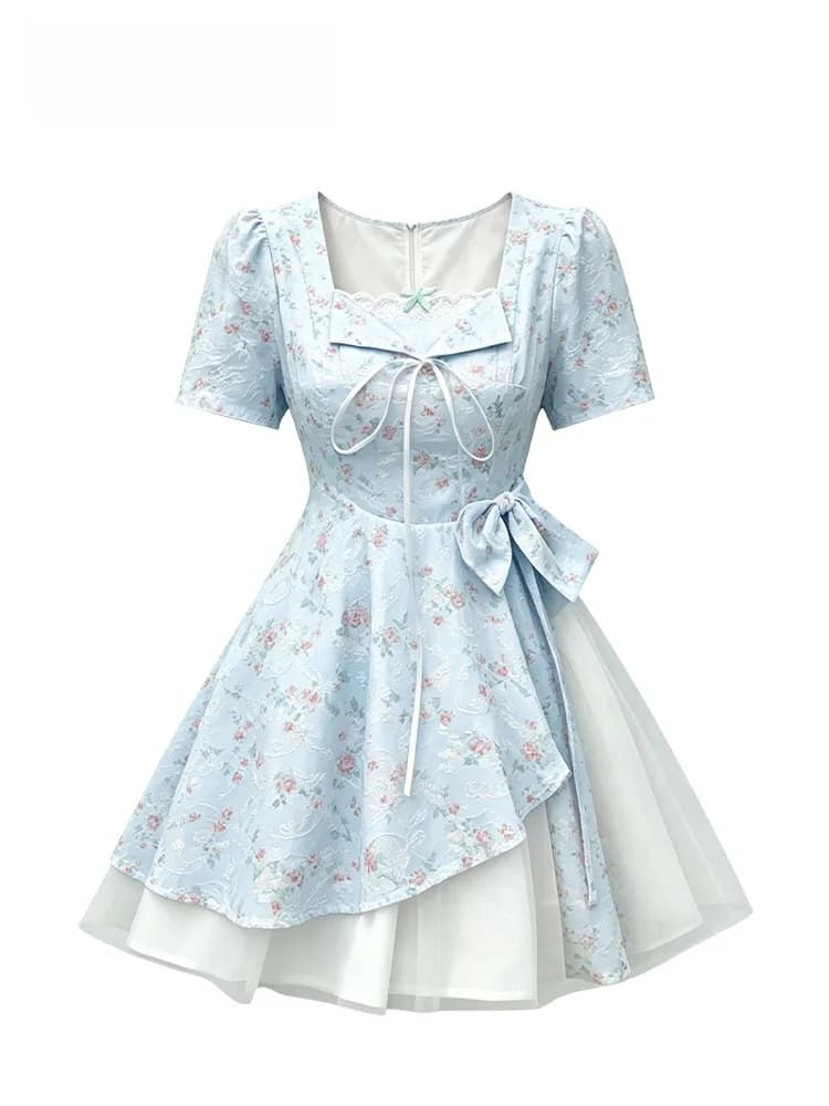 Summer New Style Cara CLUB plus Size Short Sleeve Dress Women Fashionable Plump Sister Elegant Fake Two-Piece Slimming Skirt