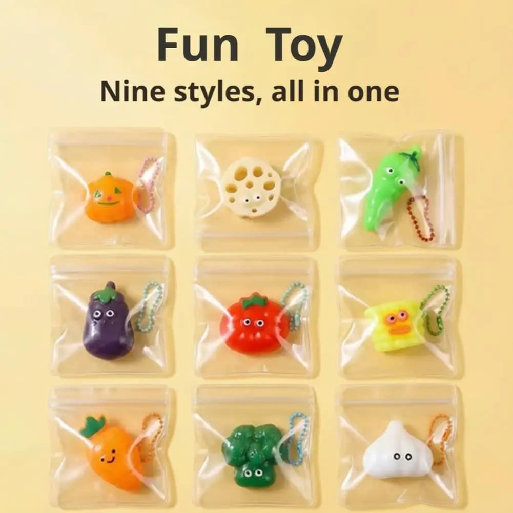 Mini Giocattolo Antistress a Forma di Verdura in TPR Morbido, Giocattoli Sensoriali Carini, Portachiavi, Giocattoli Fidget per Bambini, Regalo per Feste 1/9 Pezzi