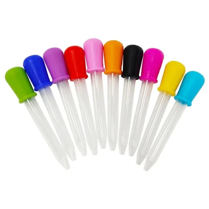Set da 10 Pezzi Pipette in Silicone da 5ml, Forniture per Esperimenti Scolastici, Contagocce per Medicinali Liquidi, Pipette per Occhi e Orecchie