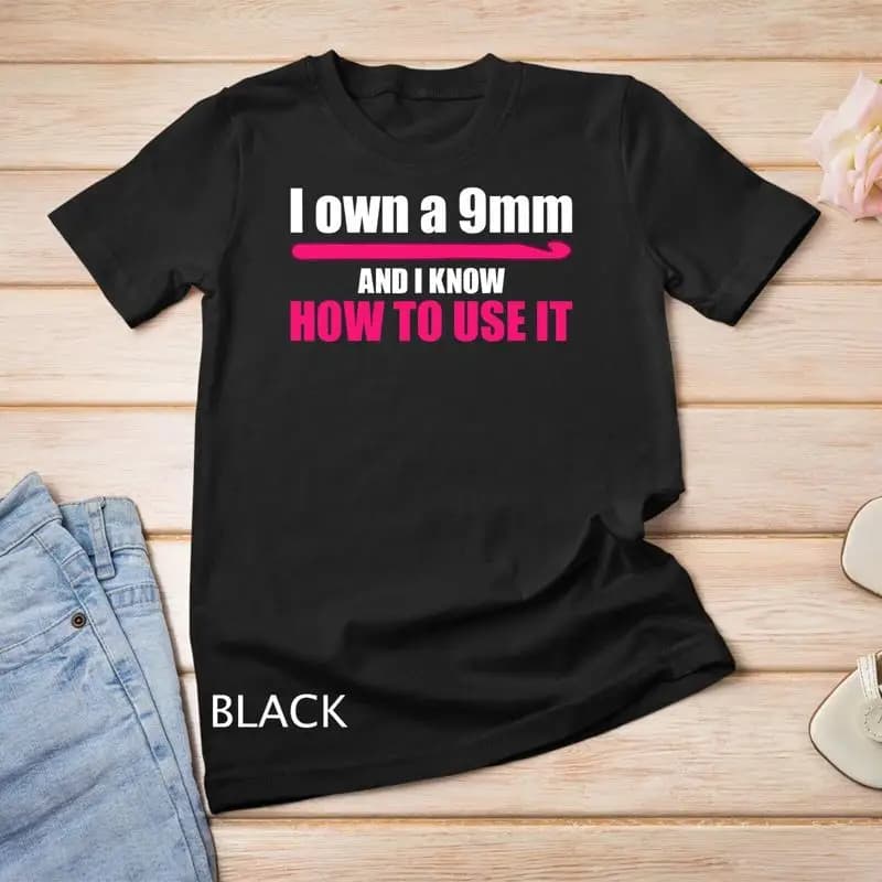 Divertenti disegni di crocheter con uncinetto da 9 mm per uomo e donna, maglietta unisex con quilter